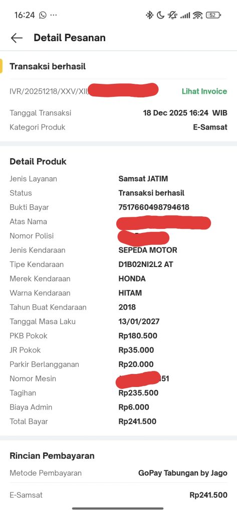 cara bayar pajak motor online